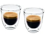 Set 6 pahare espresso De'Longhi Essential Collection, 6x60ml, Sticla termorezistenta, Transparente, Perete dublu