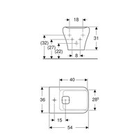 Set Geberit, MyDay, format din vas WC suspendat rimfree, cu capac și bideu, alb, 