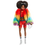 Papusa Barbie Extra Dark Skin & Rainbow Coat (gvr04) 