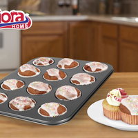 Tava de copt briose Vanora VN-E-C265, 12 forme (Negru), Vanora