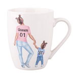 Cana de cafea mama si fiica 300ml Queen girl Multicolor