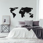 Decorațiune metalică de perete World Map Two, 121 x 56 cm, negru