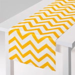 Traversa de masa Yellow Stripes, Ambition, 40x150 cm, poliester, alb, Ambition