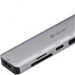 Adaptor USB Tracer ADAPTATOR TRACER A-2, USB Type-C cu cititor de carduri, HDMI 4K, USB 3.0, PDW 60W, Tracer