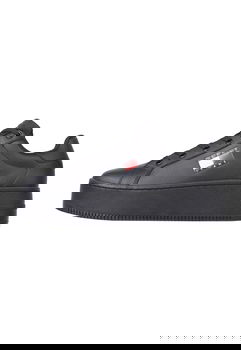 Tommy Jeans sneakers din piele TJW FLATFORM ESS culoarea negru, EN0EN02518, Tommy Jeans