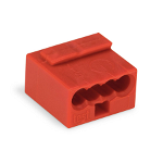 MICRO PUSH WIRE® connector for junction boxes; for solid conductors; 0.8 mm Ø; 4-conductor; light gray cover; Surrounding air temperature: max 60°C; red, Wago