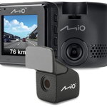 Kit camera video auto Mio MiVue C380 Dual, Full HD, Ecran 2", GPS + Camera spate (Negru)