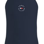 Tommy Hilfiger, Top din amestec de bumbac organic cu imprimeu logo, Bleumarin, 116 CM