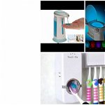 Pachet dozator sapun lichid cu senzori + cadou dozator pasta dinti + lampa Led wc