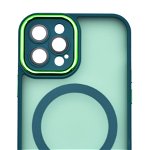 Husa tip MagSafe, Camera Protection Matte Silicon pentru iPhone 15 Pro Max Verde Inchis, OEM