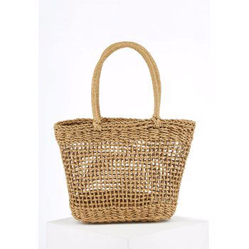 Geanta shopper din paie de hartie cu manere