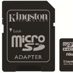 Card de memorie Kingston MicroSDHC, 16GB, Class 4 + Adaptor