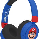 Casti Gaming OTL Super Mario, Pentru copii, Cu fir si Bluetooth (Albastru/Rosu), OTL