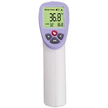 Termometru medical non contact Esperanza ECT002, 32°C-43°C, Display LCD, Memorie 34 date, Alb/Violet, Esperanza