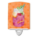 Caroline`s Treasures Carolines Comori BB8253CNL Mason Jar Cocktail Orange Polkadot Ceramic Night Multicolore 6x4x3, 