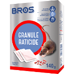 Granule raticide Bros, aroma de cereale, 7 plicuri, 140 g, Bros
