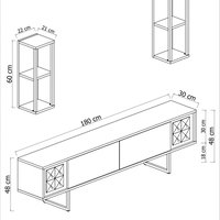 Set comoda TV si 2 rafturi Gold Line, negru/gri, PAL