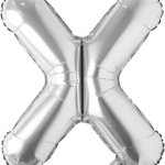 Balon aniversar Maxee, litera X, argintiu, 40 cm