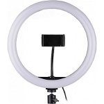 Lampa circulara Loomax Ring Light, diametru 33 cm/13 inch, suport telefon, 10 trepte reglaj, 7 culori, 3 tipuri de lumina, Loomax