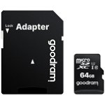 GOODRAM Card de memorie microSD Goodram M1AA 64GB Clasa 10 UHS-I + Adaptor SD, M1AA-0640R12, GOODRAM