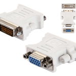 Adaptor VGA tata, mufa DVI:24+1 pini, plastic, alb, Pro Cart