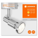 Spot LED Ledvance, GU10, 2.6W, 230 lm, lumina calda (2700K), IP20, 146x80x80mm, aluminiu, Argintiu, LEDVANCE