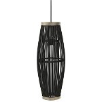 vidaXL Lampă suspendată, negru, 27x68 cm, răchită, 40 W, oval, E27, vidaXL