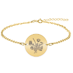 Flora - Bratara personalizata buchet flori banut din argint 925 placat cu aur galben 24K, BijuBOX