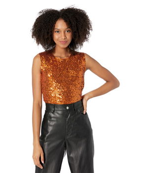 Imbracaminte Femei Norma Kamali Overlapping Sequin Sleeveless Swing Top Bronze, Norma Kamali
