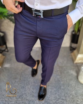 Pantaloni eleganti bleumarin, de barbati, croiala slim - PN743, 