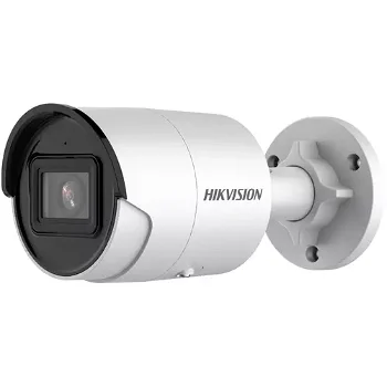 Kit Camera supraveghere exterior IP Hikvision AcuSense Darkfighter DS-2CD2046G2-IU, 4 MP, IR 40 m, 2.8 mm, microfon, slot card, PoE + alimentator