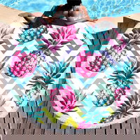 Victoria Fashion BQ50D EșARFĂ ROUNDĂ DE PLAJĂ ANANAS CU USCARE RAPIDA, 