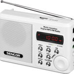 Radio portabil FM SRD 215 Sencor, 2 W RMS, USB, microSD, alb, Sencor