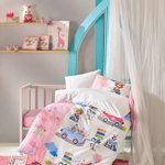 Set lenjerie de pat pentru copii, Cotton Box, bumbac ranforce, 120 x 150 cm, 129CTN1801, Multicolor