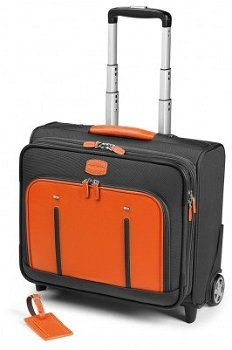 Troller, gri/portocaliu, din piele de bovina si nylon, FEDON Travel Web BS-Trolley