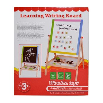 Tablita pentru scris citit, 2 fete alb negru, accesorii incluse, suport lemn, PRC