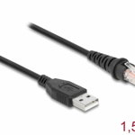 Cablu pentru cititor coduri de bare USB-A la RJ50 1.5m, Delock 90598, Delock