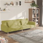Canapea extensibila cu 2 locuri vidaXL, 200 x 84,5 x 69 cm, 2 perne, verde, textil