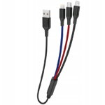 Cablu incarcare 3in1 L10 Pro, USB-A la USB-C Lighting microUSB, Lungime 38cm, 5A, Dudao