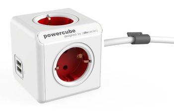 Priza 2xUSB Allocacoc Power Cube Extended Red