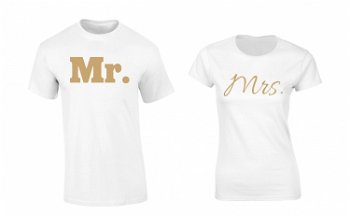 Set de tricouri negre sau albe "Mr. Mrs", Zoom Fashion