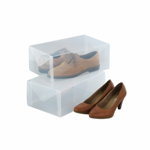 Set 2 cutii pentru depozitare pantofi Wenko, 13 x 21 x 34 cm, polipropilena, alb, Wenko