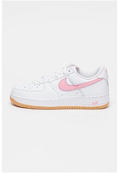 Nike, Pantofi sport din piele Air Force 1, Alb, Roz, 12