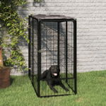 Padoc pentru câini cu 6 panouri, negru, 50x100 cm, oțel, Casa Practica