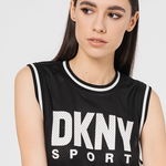 DKNY, Top crop de plasa, pentru baschet, Negru, M