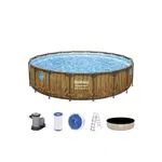 Piscina de gradina cu cadru, Bestway, 549x122cm, cu pompa filtranta si acoperire, albastru