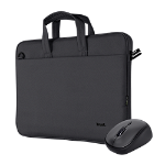 Geanta laptop Trust Bologna Eco, 16 inch (40cm), greutate 430 grame + Mouse Trust wireless, USB, Trust