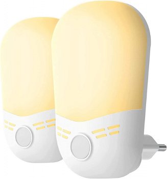 Set de 2 lumini de noapte MaxHee, LED, plastic, alb/galben, 0,7 W, 