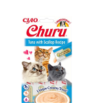 Churu, Recompense Cremoase pentru Pisici cu Ton si Scoici, 4x14g, Churu