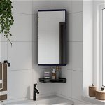vidaXL Dulap de colț cu oglindă pentru baie, gri, 30x24x60 cm, vidaXL